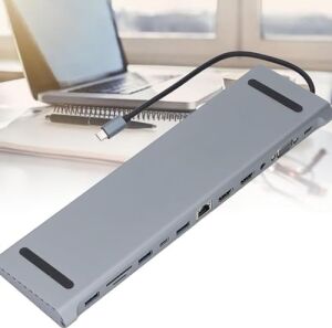 Usb-C 12IN1 Hub Çoklayıcı Adaptör MacBook ile Uyumlu Çift HDMI VGA RJ45 Ethernet USB 3.0 Sd Tf Kart Okuyucu Pd Şarj Dock Station