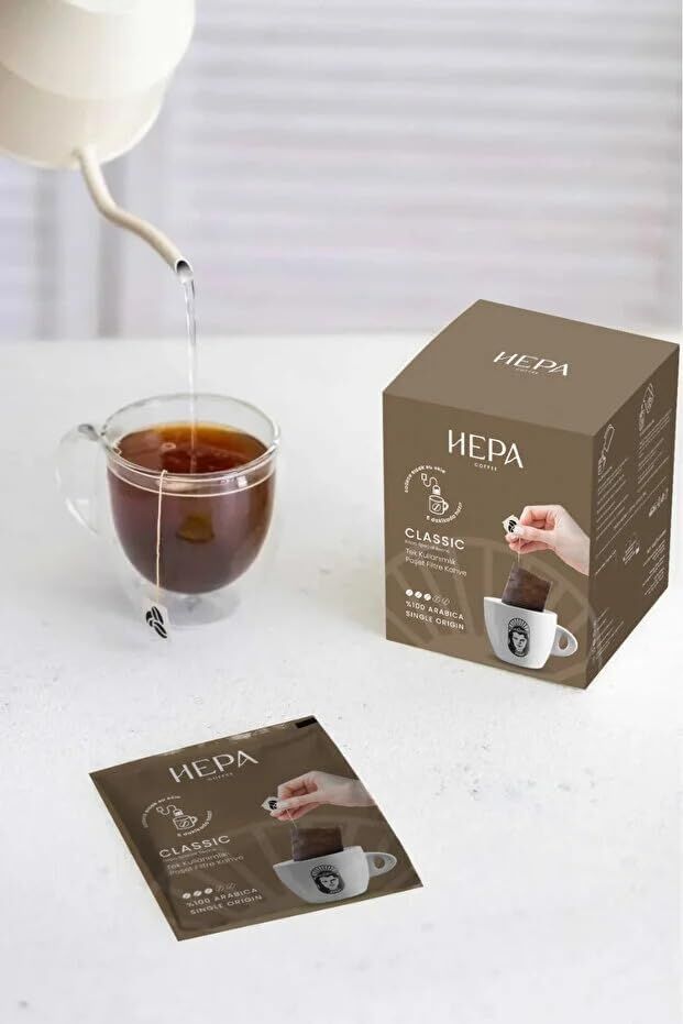 Hepa Coffee Hepa Classic Tek Kullanımlık Poşet Filtre Kahve 10’lu Paket | Makinesiz Pratik Filtre Kahve | Günlük Kullanıma Uygun Kahve