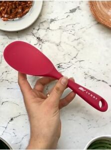 Silikon Kaşık Seti, 28 cm Uzun + 22 cm Kısa Kaşık, Isıya Dayanıklı, Fuşya, 2 Adet