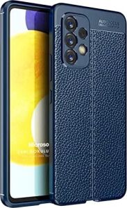 Galaxy A73 5g Için Kılıf Deri Dokulu Silikon Lacivert [galaxy A73 5g ile Uyumlu Kılıf - Lacivert]