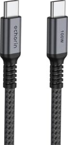 Şarj ve Veri Aktarım Kablosu 20V5A, Type C'den Type C'ye, 100W, Çift Kat Örgülü (Gri, 2 Metre)