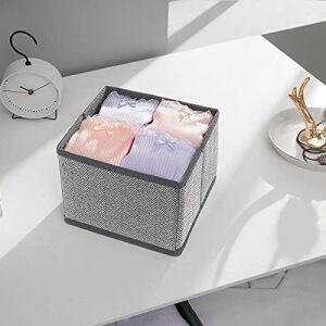 Iç Giyim Saklama Kutuları, 6'lı Set, Çekmece Düzenleyici, Kumaş Kutular, Saklama Sepetleri, Keten Görünümlü Keçe Kumaş, Çorap, Kravat, Şal Için Uygun, Gri