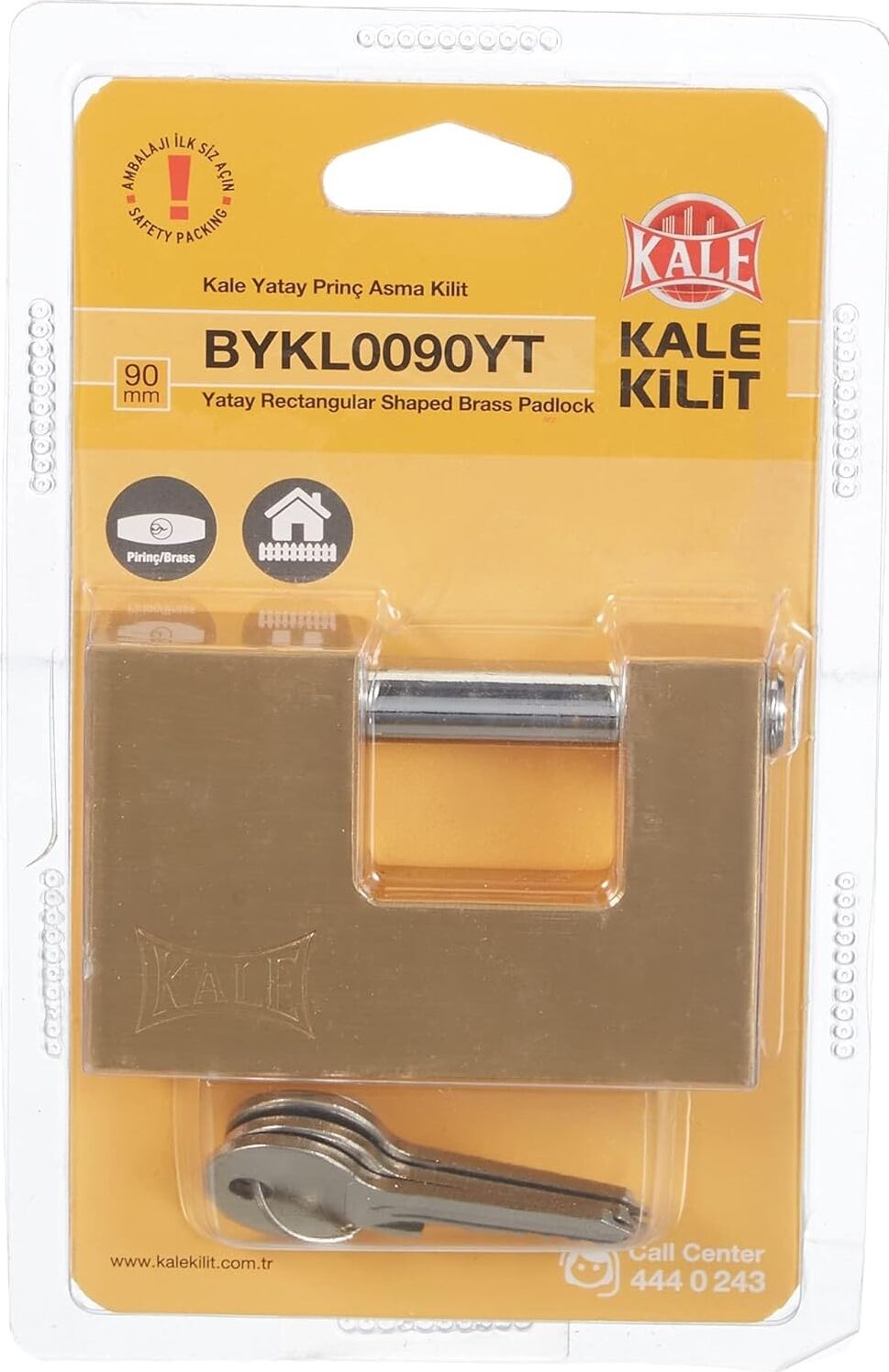 Yatay Pirinç Asma Kilit, 90MM
