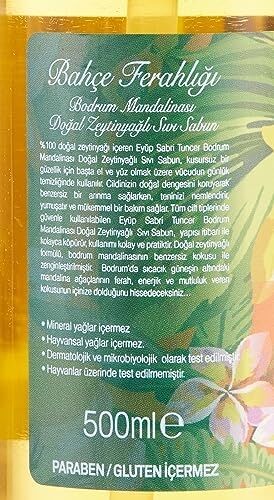 Doğal Zeytinyağlı Sıvı Sabun Bodrum Mandalinasi Pet Şişe (500 Ml)