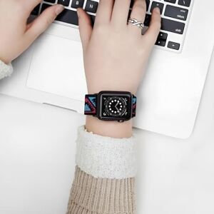 Apple Watch ile Uyumlu Etnik Desen Motifli Ayarlanabilir Tokalı Bohemian Serisi Yumuşak Kumaş Kordon