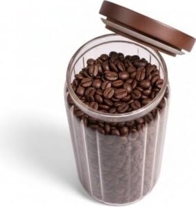 Akasya Kapaklı Çizgili Cam Kavanoz (1000ML /1 Litre) | Hava Geçirmez, Modern Fitilli Tasarım Gıda Saklama Kabı | Kahve, Çay, Kuruyemiş ve Bakliyat Kavanozu (9X20CM)