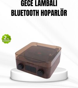 Bluetooth Hoparlörlü Gece Lambası Dijital Saat ve Ambiyans Işığı Çok Amaçlı