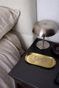 Fiyonk Desenli Gold Paslanmaz Çelik Çok Amaçlı Tepsi - Takılık, Sunumluk, Organizer ve Düzenleyici