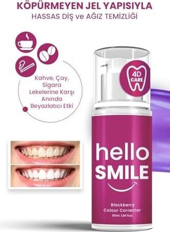 Anında Beyazlatıcı Diş Jeli, Böğürtlen Aromalı, Leke Karşıtı & Plak Önleyici, Günlük Ağız Bakımı, 50 ml