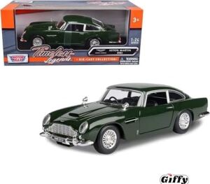 Oyuncak Diecast Metal Aston Martin Db5 Model Araba Kutulu Koleksiyonluk Figür 1:24 Ölçek Bej ve Yeşil Renk (Yeşil)
