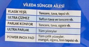 141125 Oluklu Hijyenik Bulaşık Süngeri, Tırnak Koruyuculu, 5'li Ekonomik Paket, Yeşil