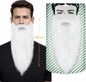 Beyaz Renk Lastikli Uzun Takma Sakal 40 cm