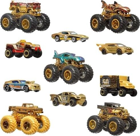 ®  Trucks Bigfoot Trophy Şampiyonları Araba ve Kamyon Çoklu Arabalar, Metal Bigfoot, 5-Alarm, Bone Shaker, Mega-Wrex, Tiger Shark ve 6 Araba, JDW07