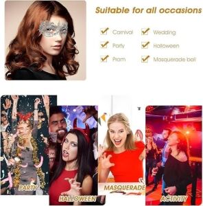 Xspring Parti Maskesi, 3'lü Paket Dantel Göz Maskesi, Kadınlar Için Venedik Tarzı Parti Maskesis, Kostüm ve Kıyafet Aksesuarı, Balo ve Özel Günler Için Şık Masquerade Maskesis Seti