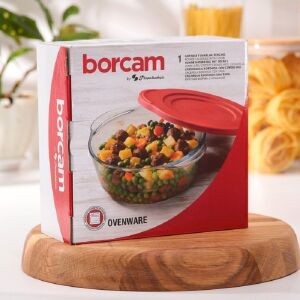 Kapaklı Yuvarlak Borcam Tencere 1450CC 59123