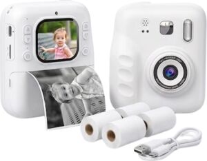 Eğlenceli Baskılı Çocuk Fotoğraf Makinesi Video Çekim 4 Rulo Kağıt 5 Kalem Set