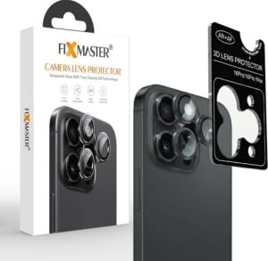Fixmaster iphone 16 Pro - 16 Pro Max Uyumlu (Siyah Titanyum) Kamera Lens Koruyucu, Kolay Kurulum, Alüminyum Alaşımlı Çerçeve, Darbelere ve Çizilmelere Karşı Yüksek Dayanıklı Temperli Cam