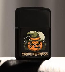 Halloween Trick Or Treat Tasarımlı Renkli Baskılı Siyah Benzinli Metal Çakmak