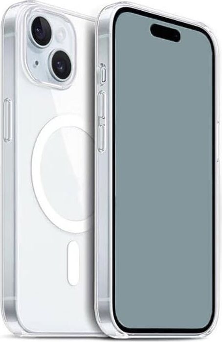 Apple Için Uyumlu iPhone 15 Plus Kılıf M-Safe Şarj Özellikli Şeffaf Sert Pc Zore Embos Kapak Renksiz
