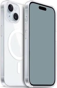Apple Için Uyumlu iPhone 15 Plus Kılıf M-Safe Şarj Özellikli Şeffaf Sert Pc Zore Embos Kapak Renksiz