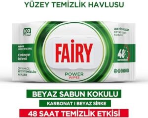 Çok Amaçlı Yüzey Temizlik Havlusu 100 Yaprak | Beyaz Sabun | Beyaz Sirke & Karbonat | 48 Saat Temizlik Etkili | Iz Bırakmayan Formül
