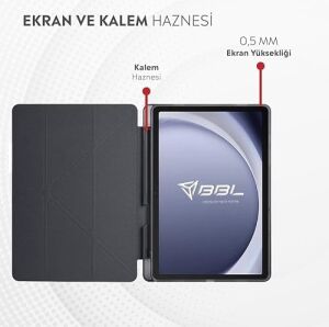 Galaxy Tab A9 Plus X210/GALAXY Tab A11+ ile Uyumlu Kalem Bölmeli Trifolding Cover Tablet Kılıf Katlanabilir Standlı Otomatik Uyku Modlu Darbe Emici Ince Tasarım Siyah