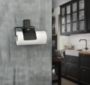 Yapışkanlı Kağıt Rulo Havluluk Peçetelik Havlu Kağıtlık Mat Siyah Banyo Mutfak Düzenleyici