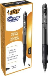 Gel-Ocity Orijinal Roller Kalemler, Siyah Jel Kalemler, Çizgi Genişliği Orta, Doldurulabilir, 12'li Paket