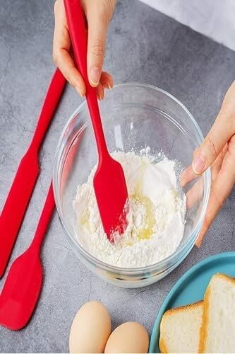 Drongo Isıya Dayanıklı Yanmaz Yapışmaz Silikon Spatula Seti 6 Parça Kırmızı