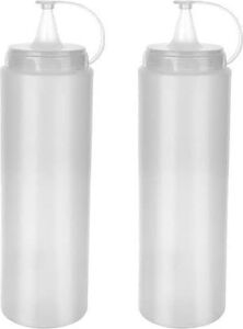 2'li Set 700 ml Şeffaf Plastik Sos Şişesi ve Yağdanlık - Kapaklı Sıkılabilir Sosluk, Ketçap, Mayonez, Zeytinyağı ve Sirke Dispenseri