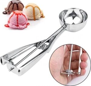 Bella House Büyük Boy Dondurma Kaşığı | Paslanmaz Yapılı Kolay Şekil Veren Dondurma Kepçesi, Mutfak ve Kafe Tipi Profesyonel Pratik Porsiyon Kaşığı (Model: K-2303)
