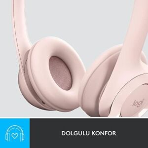 H390 Kablolu Kulak Üstü Mikrofonlu Kulaklık, Dijital Ses, Katlanabilir Gürültü Önleyici Mikrofon, Kablo Üzeri Denetimler, Pembe