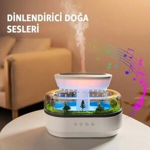 Yağmur Damlası Hava Nemlendirici - Aromaterapi Difüzör - 7 Renk Rgb - Dinlendirici Sesler - Sessiz Çalışma - Damlama Sesi - Otomatik Kapanma