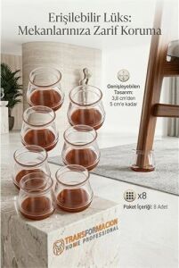 Silent Keçe Tabanlı Şeffaf Sandalye Ayak Koruyucu 8'li Set 723000