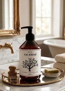 6’lı Lüks Amber Sıvı Sabunluk Seti - 500 ml Siyah Pompalı Dekoratif Banyo Mutfak Şişesi - Suya Dayanıklı Etiketli (Boş Şişe Seti)