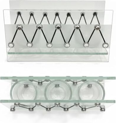 Cam Dekoratif Zikzak Tasarımlı Şamdan 20X9 cm | Tealight ve Banyo Düzenleyici | Modern Ev Ofis Masaüstü Aksesuar