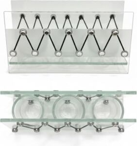 Cam Dekoratif Zikzak Tasarımlı Şamdan 20X9 cm | Tealight ve Banyo Düzenleyici | Modern Ev Ofis Masaüstü Aksesuar