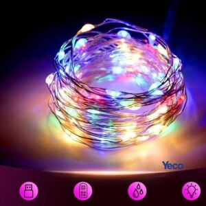 Yeco Rgb 300 LED Perde Işık 3x3 Metre, 10 Sarkıtlı, 8 Modlu, Kumandalı Dekoratif Çok Renkli Peri LED