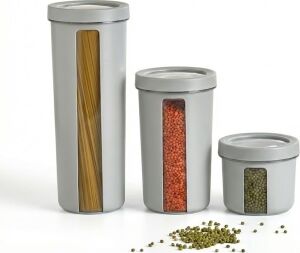 1,8 L 1,2 L 0,6 L 3’lü Saklama Kabı Seti Erzak Kabı Kuru Bakliyat Saklama Seti Şeffaf Kapaklı Mutfak Organizer Gıda Saklama Kabı