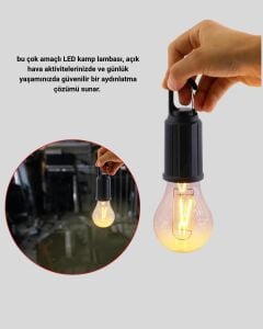 Şarjlı Kancalı LED Lamba – Kamp, Balkon ve Acil Durum Işığı