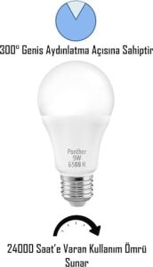 Telvesse 4 Adet 9W Beyaz LED E27 Ampul Tasarruflu Lamba 6500 K Beyaz Işık 800 Lümen 9W=60W