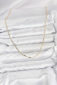 cm 14K Gold Renk Pirinç Ataç Zincir 60 cm Kadın Kolye