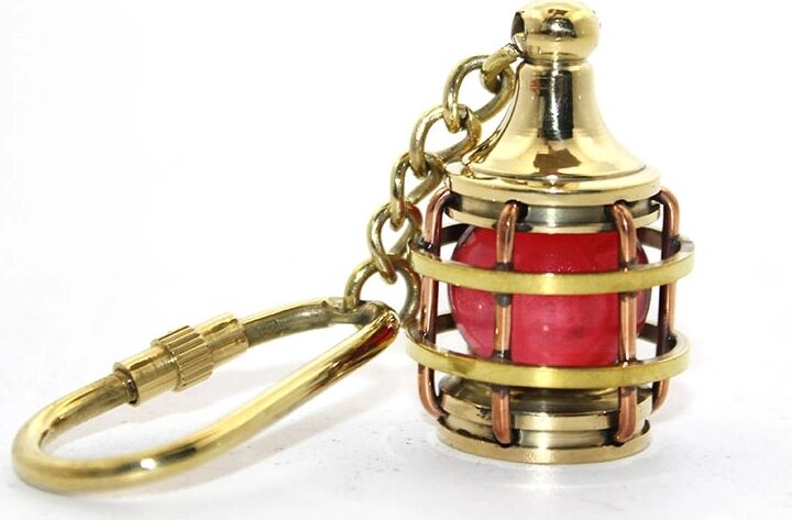 Pirinç Kırmızı Gaz Lambası Tasarımlı Anahtarlık