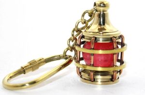 Pirinç Kırmızı Gaz Lambası Tasarımlı Anahtarlık