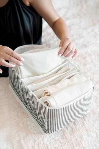 Akordiyon Düzenleyici Organizer Kumaş Sütyen Çamaşır Düzenleyici Çekmece Içi Organizer, Katlanabilir Iç Çamaşırı Organizeri, Dolap ve Çekmece Düzenleyici (24X37X18 Cm)
