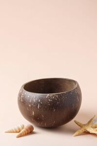 Kuru Yeşil Jumbo Hindistan Cevizi Kasesi - El Yapımı Coconut Bowl - Atıştırmalık, Sos ve Çerez Kasesi