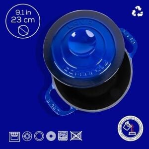 Döküm Yuvarlak Tencere Döküm Demir Kapak Experience Serisi ÇAP(Ø)23CM Mavi