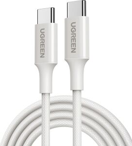 Usb-C 60W 3A Qc Pd Örgülü Hızlı Şarj Kablosu, 2 Metre, Beyaz, 35254