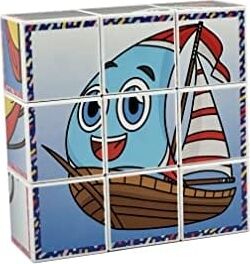 Neşeli Taşıtlar Manyetik 3D Küp Puzzle - (9 Mıknatıslı Küp 6 Yapboz) - Gemi/helikopter/tren/roket/ufo/balon