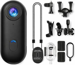 Göğüse Takılabilir Mıknatıslı Kolyeli 1080P Mini Geniş Açı Aksiyon Kamera | Hafif ve Kompakt Tasarım | Spor, Koşu, Outdoor, Günlük Kullanım Için Pov Kayıt Kamerası- Kask Kamera (Siyah)